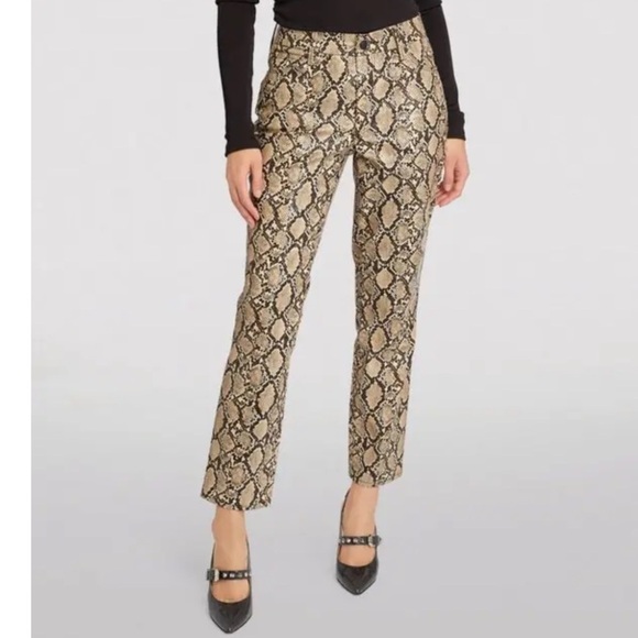 New GOOD AMERICAN Snakeskin Print Faux Leather High Waist Pants Size 6 NWT - Picture 1 of 12